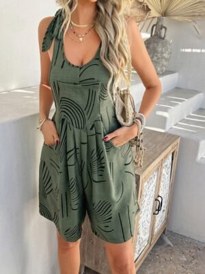 Casual Regular Floral U Neck Sleeveless Summer Romper - Image 17