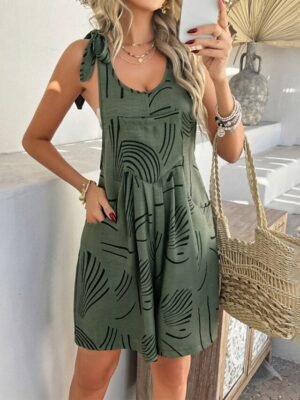 Casual Regular Floral U Neck Sleeveless Summer Romper - Image 19