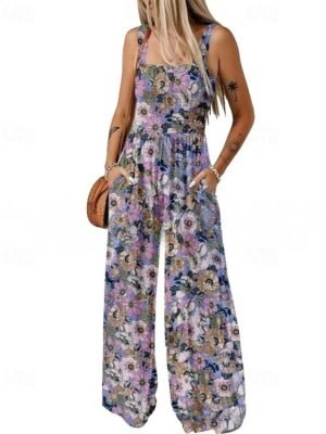Casual Regular Floral U Neck Sleeveless Jumpsuit - Image 2