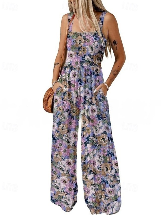 Casual Regular Floral U Neck Sleeveless Jumpsuit - Image 2