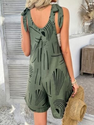 Casual Regular Floral U Neck Sleeveless Summer Romper - Image 20