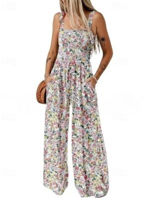 Casual Regular Floral U Neck Sleeveless Jumpsuit - Image 5