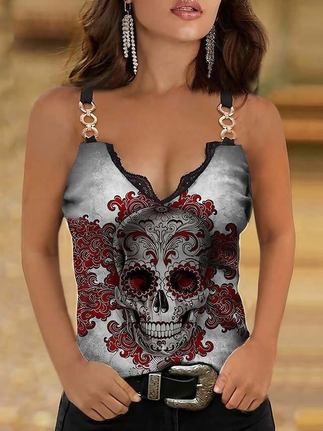 Casual Regular Floral V Neck Sleeveless Camisole - Image 1