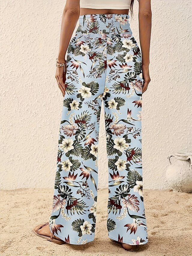 Casual Regular Floral Wide Leg Long Trousers - Image 2