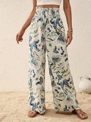 Casual Regular Floral Wide Leg Long Trousers - Image 6
