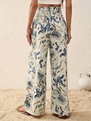Casual Regular Floral Wide Leg Long Trousers - Image 7