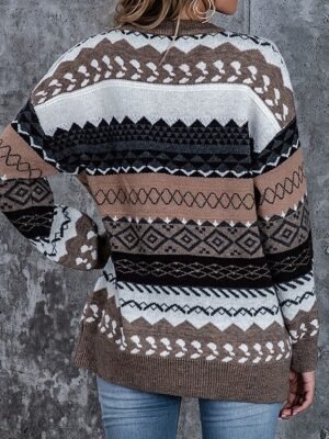 Casual Regular Geometric Crew Neck Long Sleeve Sweater - Image 2