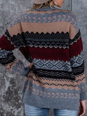 Casual Regular Geometric Crew Neck Long Sleeve Sweater - Image 9