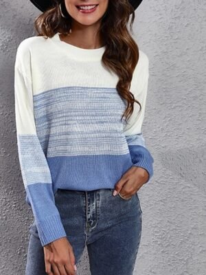 Casual Regular Gradient Turtleneck Long Sleeve Regular Top - Image 1