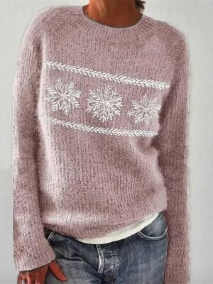 Casual Regular Heart Crew Neck Long Sleeve Knitted Jumper - Image 2