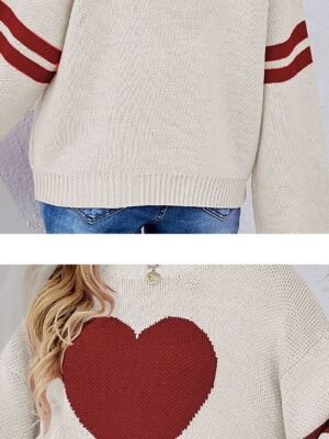 Casual Regular Heart Crew Neck Long Sleeve Regular Sweater - Image 3