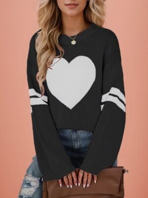 Casual Regular Heart Crew Neck Long Sleeve Regular Sweater - Image 6