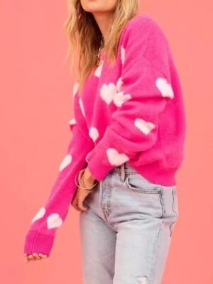 Casual Regular Heart Graphic Crew Neck Long Sleeve Regular Sweater - Image 4