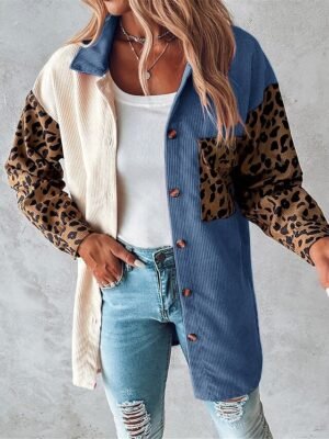 Casual Regular Leopard Button Long Sleeve Jacket - Image 1