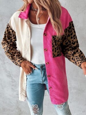Casual Regular Leopard Button Long Sleeve Jacket - Image 3