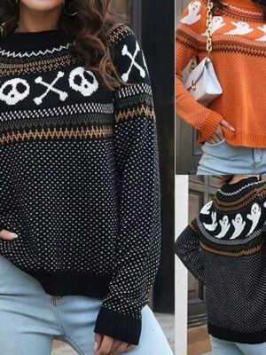 Casual Regular Monster Crew Neck Long Sleeve Knitted Top - Image 1