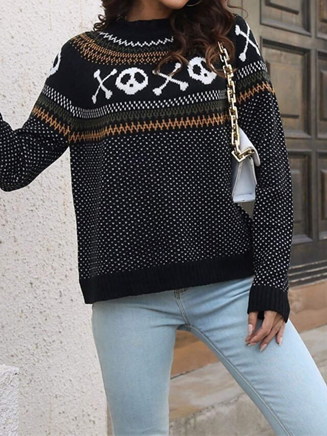 Casual Regular Monster Crew Neck Long Sleeve Knitted Top - Image 2