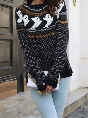 Casual Regular Monster Crew Neck Long Sleeve Knitted Top - Image 5
