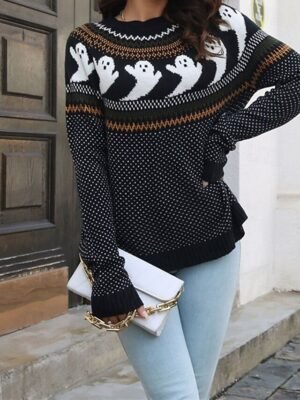 Casual Regular Monster Crew Neck Long Sleeve Knitted Top - Image 6