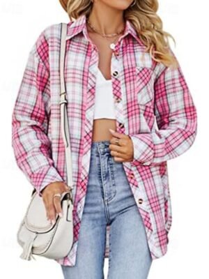 Casual Regular Plaid Shirt Collar Long Sleeve Shirt - Image 4