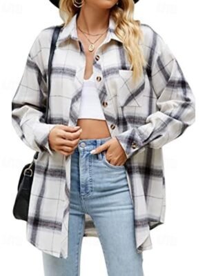 Casual Regular Plaid Shirt Collar Long Sleeve Shirt - Image 5