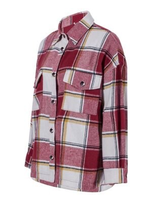 Casual Regular Plaid Shirt Collar Long Sleeve Top - Image 5