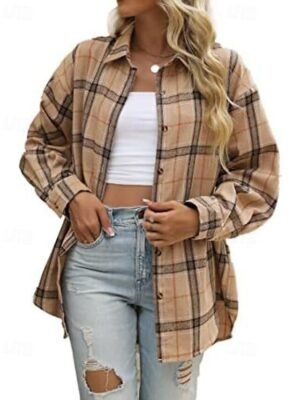 Casual Regular Plaid Shirt Collar Long Sleeve Shirt - Image 6