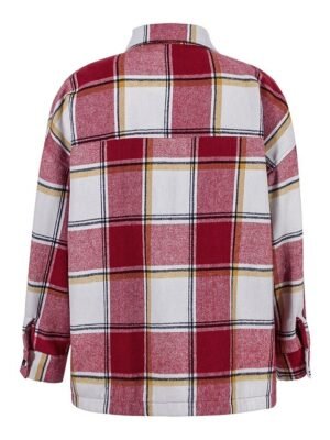 Casual Regular Plaid Shirt Collar Long Sleeve Top - Image 6