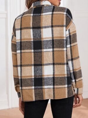 Casual Regular Plaid Turndown Long Sleeve Jacket - Image 10