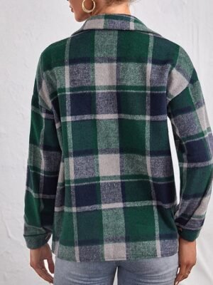 Casual Regular Plaid Turndown Long Sleeve Jacket - Image 15