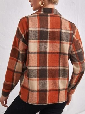 Casual Regular Plaid Turndown Long Sleeve Jacket - Image 5