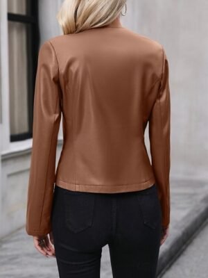 Casual Regular Plain Crewneck Long Sleeve Short Jacket - Image 12
