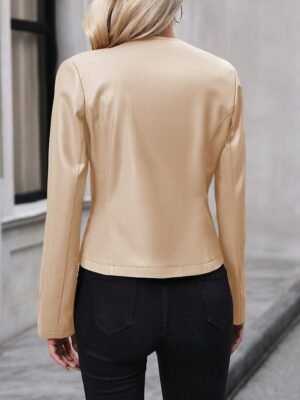 Casual Regular Plain Crewneck Long Sleeve Short Jacket - Image 8