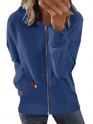 Casual Regular Plain Hooded Long Sleeve Pullover Hoodie - Image 1