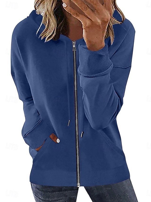 Casual Regular Plain Hooded Long Sleeve Pullover Hoodie - Image 1