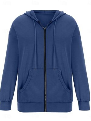 Casual Regular Plain Hooded Long Sleeve Pullover Hoodie - Image 2