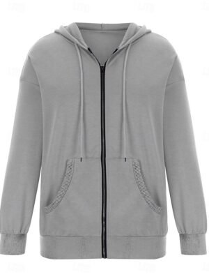 Casual Regular Plain Hooded Long Sleeve Pullover Hoodie - Image 3