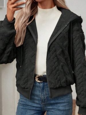 Casual Regular Plain Hooded Long Sleeve Teddy Coat - Image 4