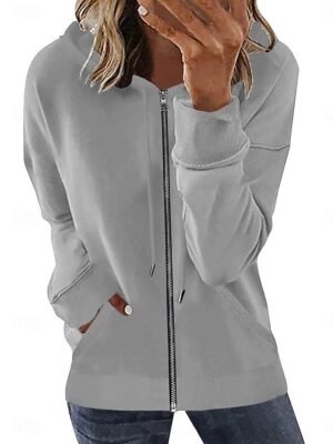 Casual Regular Plain Hooded Long Sleeve Pullover Hoodie - Image 4