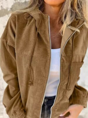 Casual Regular Plain Hooded Long Sleeve Jacket - Image 4