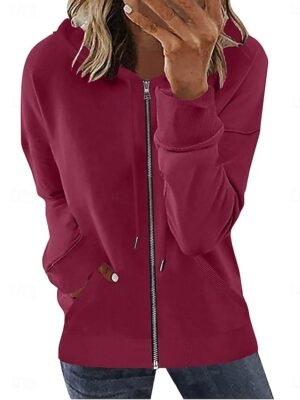 Casual Regular Plain Hooded Long Sleeve Pullover Hoodie - Image 5