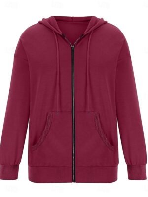 Casual Regular Plain Hooded Long Sleeve Pullover Hoodie - Image 6