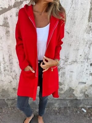 Casual Regular Plain Hooded Long Sleeve Jacket - Image 6