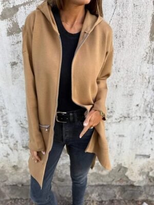 Casual Regular Plain Hooded Long Sleeve Jacket - Image 7