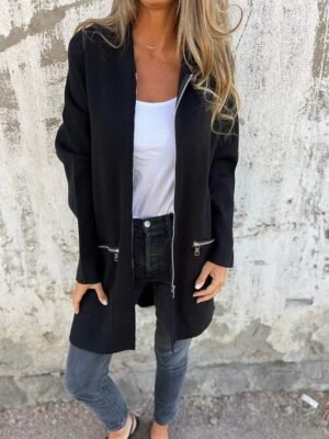 Casual Regular Plain Hooded Long Sleeve Jacket - Image 9