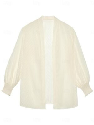 Casual Regular Plain Open Long Sleeve Oversized Coat - Image 10