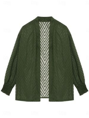 Casual Regular Plain Open Long Sleeve Oversized Coat - Image 14