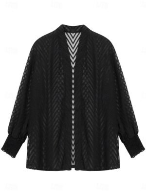 Casual Regular Plain Open Long Sleeve Oversized Coat - Image 18