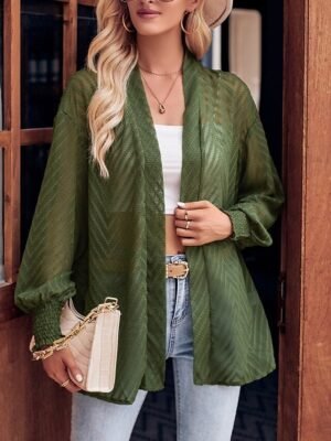 Casual Regular Plain Open Long Sleeve Oversized Coat - Image 5