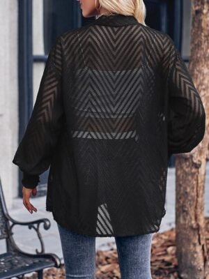 Casual Regular Plain Open Long Sleeve Oversized Coat - Image 9